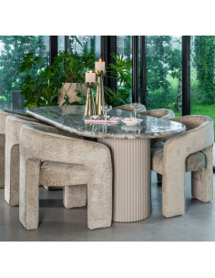 Ovalt spisebord marmor 2