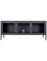 Bris tvbord i metal og glas H55 x B130 x D40 cm - Sort/Klar