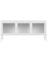 Bris tvbord i metal og glas H55 x B130 x D40 cm - Hvid/Klar