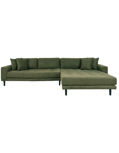 LIDE Højrevendt chaiselongsofa i polyester 290 x 170 cm - Sort/Olivengrøn