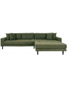 LIDE Højrevendt chaiselongsofa i polyester 290 x 170 cm - Sort/Olivengrøn