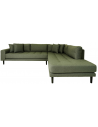 LIDE Højrevendt hjørnesofa med chaiselong i polyester 257 x 220 cm - Sort/Olivengrøn