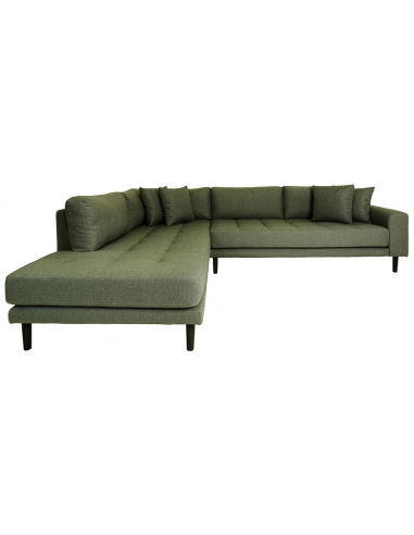 LIDE Venstrevendt hjørnesofa med chaiselong i polyester 257 x 220 cm - Sort/Olivengrøn