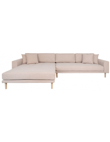 LIDE Venstrevendt chaiselongsofa i polyester 290 x 170 cm - Natur/Sand