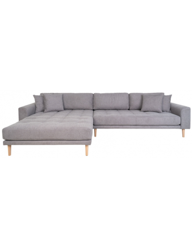 LIDE Venstrevendt chaiselongsofa i polyester 290 x 170 cm - Natur/Lysegrå