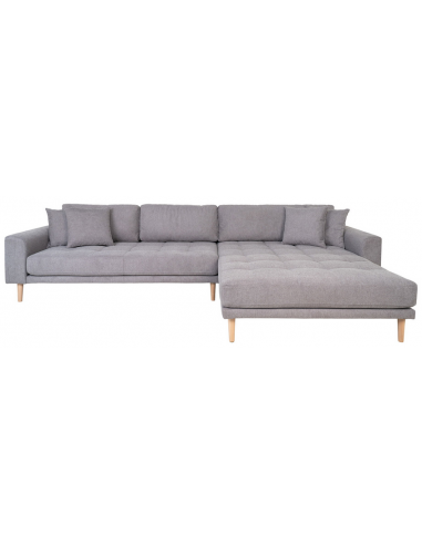 LIDE Højrevendt chaiselongsofa i polyester 290 x 170 cm - Natur/Lysegrå