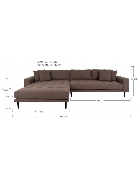 chaiselong sofa brun