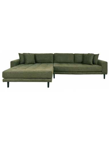 LIDE Venstrevendt chaiselongsofa i polyester 290 x 170 cm - Sort/Olivengrøn