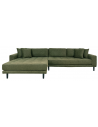 LIDE Venstrevendt chaiselongsofa i polyester 290 x 170 cm - Sort/Olivengrøn