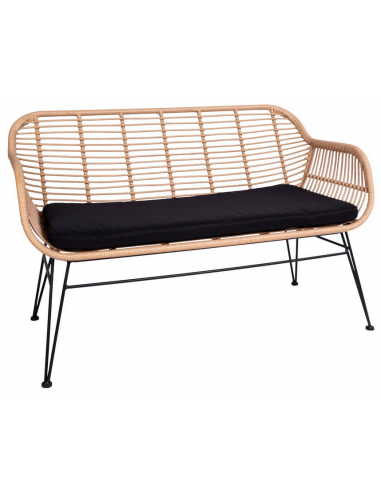 TRIESTE Havebænk i metal og polyrattan H81 x B126 x D68 cm - Sort/Natur