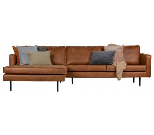 Sofa med højrevendt chaiselong i ægte læder B300 cm - Vintage cognac 2