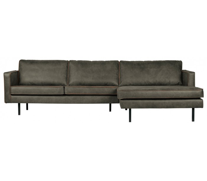 Selected by Lepong, Sofa med højrevendt chaiselong i læder B300 cm - Vintage armygrøn Billede af Selected by Lepong, Sofa med højrevendt chaiselong i læder B300 cm - Vintage armygrøn
