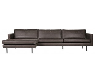 Sofa med venstrevendt chaiselong i ægte læder B300 cm - Vintage cognac