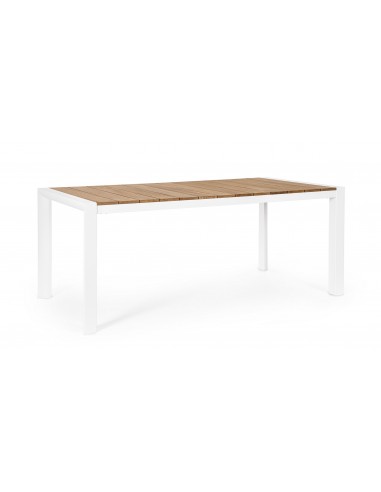 Cameron Havebord i aluminium og teaktræ 180 x 90 cm - Hvid/Teak