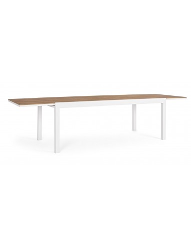 ELIAS Havebord med udtræk i aluminium og polywood 200 - 300 x 95 cm - Hvid/Teak