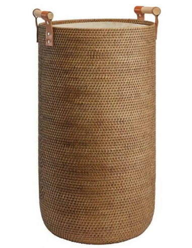 CINO Vasketøjskurv i rattan H60 x Ø35 cm - Ingefær