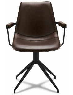 spisebordsstole med armlæn drejefod drejefunktion brun læder 2