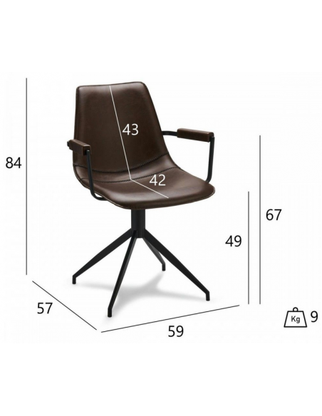 spisebordsstole med armlæn drejefod drejefunktion brun læder