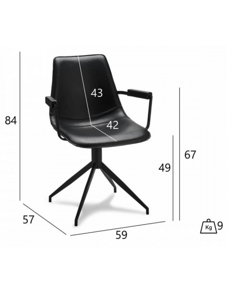 spisebordsstole med armlæn drejefod drejefunktion sort læder