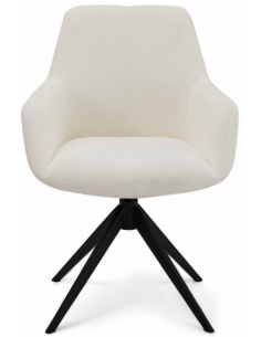 spisebordsstole med armlæn drejefod drejefunktion hvid boucle stof 2