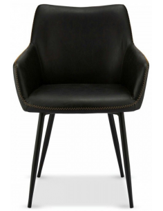 spisebordsstole med armlæn sort læder 2