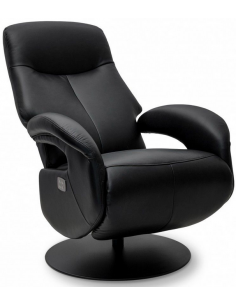 lænestol med vippefunktion drejefod sort læder 2
