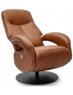 lænestol med vippefunktion drejefod cognac brun læder 2