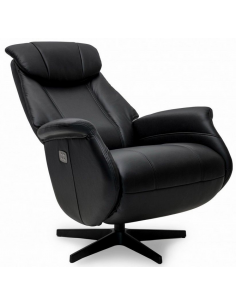 lænestol med vippefunktion drejefod sort læder 2
