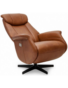 lænestol med vippefunktion drejefod cognac brun læder 2
