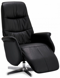 lænestol med vippefunktion drejefod sort læder 2
