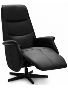 lænestol med vippefunktion drejefod sort læder 2