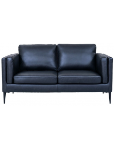 sofa til 2 personer i sort ægte læder