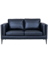 VALE 2-personers sofa i metal og ægte læder B157 cm - Sort/Sort