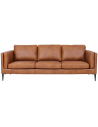 VALE 3-personers sofa i metal og ægte læder B220 cm - Sort/Cognac