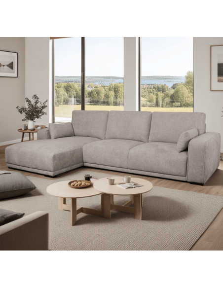 chaiselong sofa venstrevendt stof brun komfortabel