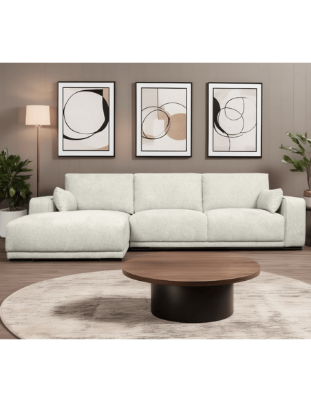 chaiselong sofa venstrevendt stof beige komfortabel