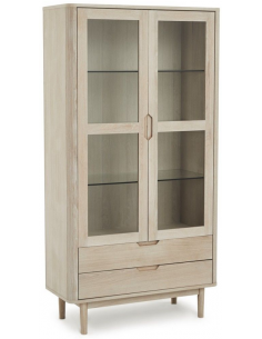 vitrineskab i hvid olieret egetræ med lys der kan dæmpes 2