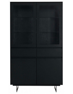 vitrineskab i sort egetræ med lys der kan dæmpes 2