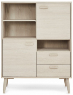 vitrineskab i hvid olieret egetræ