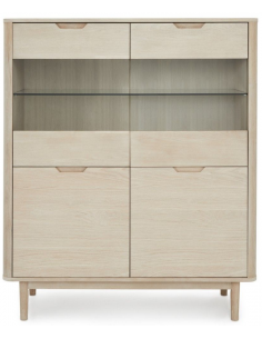 lavt vitrineskab i hvid olieret egetræ