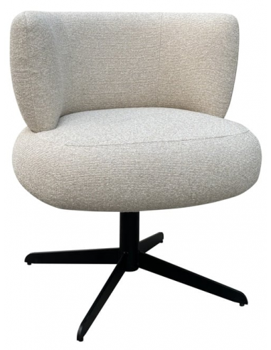 Alexis spisebordsstol med armlæn og drejefod i metal og polyester H79 cm - Sort/Beige