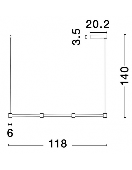 langbordspendel moderne design køkken spisebord led sort