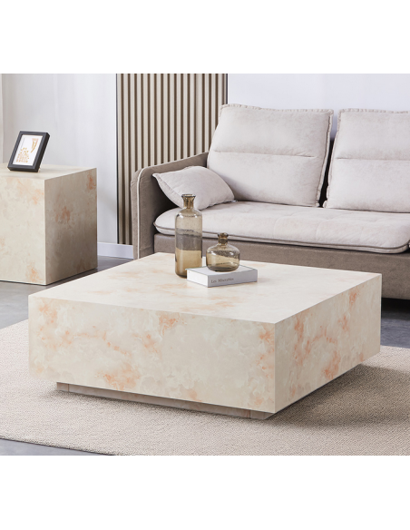 sofabord moderne design beige marmor