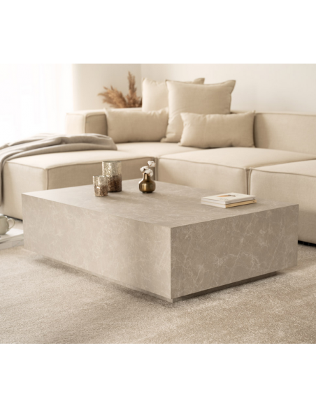 sofabord moderne design beige marmor