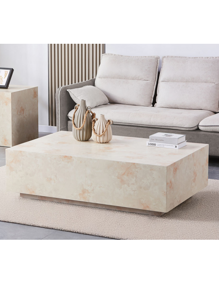 sofabord moderne design beige marmor