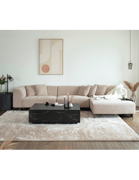 chaiselong sofa højrevendt stof beige komfortabel