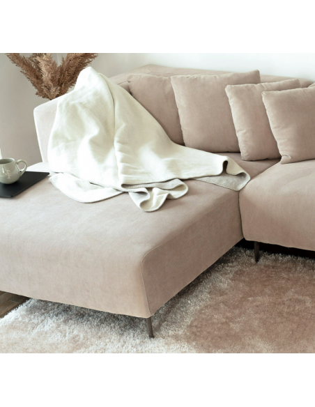 chaiselong sofa højrevendt stof beige komfortabel