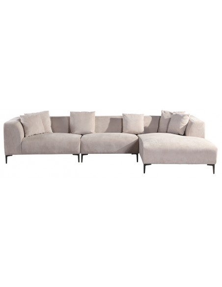 chaiselong sofa højrevendt stof beige komfortabel