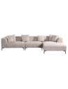 TORINO Højrevendt chaiselong sofa i polyester 344 x 178 cm - Sølvgrå/Beige