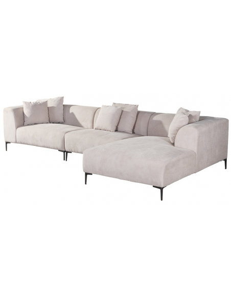 chaiselong sofa højrevendt stof beige komfortabel